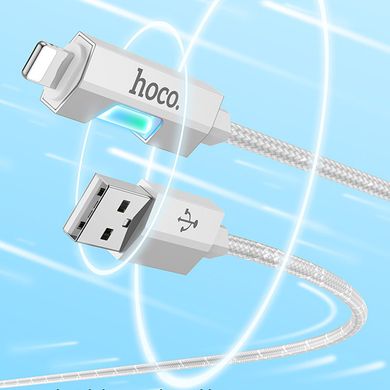 Дата кабель Hoco U123 Regent colorful 2.4A USB to Lightning (1.2m) Gray