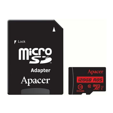 Карта пам'яті Apacer microSDXC (UHS-1) 128Gb class 10 R85MB/s + SD adapter Black