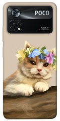 Чехол itsPrint Cat in flowers для Xiaomi Poco X4 Pro 5G