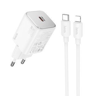 МЗП Hoco N40 Mighty PD20W (1USB-C) + кабель Type-C to Lightning White