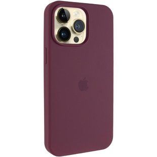 Чохол Silicone Case (AA) Logo with MagSafe для Apple iPhone 12 Pro / 12 (6.1") Бордовий / Plum
