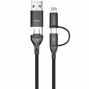 Дата кабель Amaya ACD-X28 4in1 Type-C to USB/Type-C to Lightning 60W (1m) Black