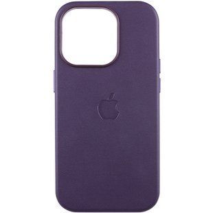 Кожаный чехол Leather Case (AAA) with MagSafe and Animation для Apple iPhone 14 Pro (6.1") Deep Violet