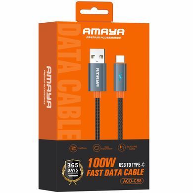 Уценка Дата кабель Amaya 58C USB to Type-C 100W (1m) Поврежденная упаковка / Gray