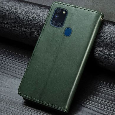 Шкіряний чохол-книжка GETMAN Gallant (PU) для Samsung Galaxy A21s Зелений