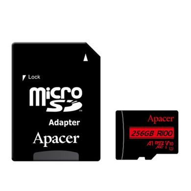 Карта пам'яті Apacer microSDXC (UHS-1) 256Gb class 10 V10 A1 R100MB/s + SD adapter Black