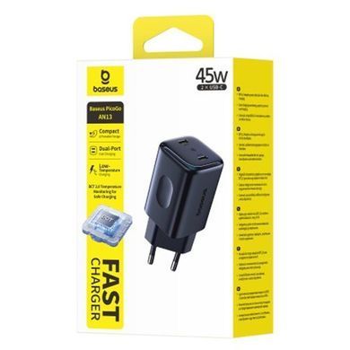 СЗУ Baseus PicoGo AN13 Fast Charger 45W (2USB-C) (E0121F) Cosmic Black