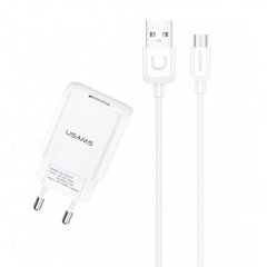 МЗП USAMS T21 Charger kit - T18 single USB + Uturn MicroUSB cable Білий