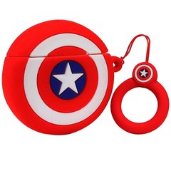 Силіконовий футляр Marvel & DC series для навушників AirPods 1/2 + кільце Капітан Америка / Червоний