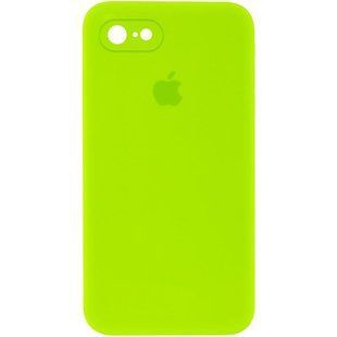 Чехол Silicone Case Square Full Camera Protective (AA) для Apple iPhone 7/8/SE (2020) (4.7") Салатовый / Neon green