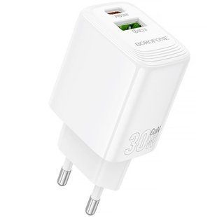СЗУ Borofone BN29 Fuente PD30W+QC3.0 (1USB-A/1C) White