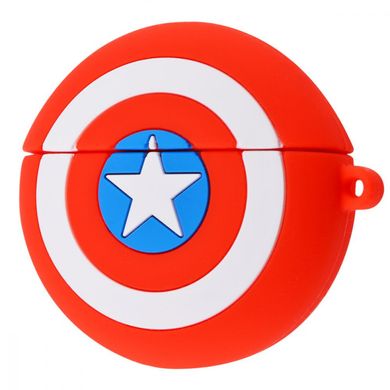 Силіконовий футляр Marvel & DC series для навушників AirPods 1/2 + кільце Капітан Америка / Червоний