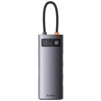 Перехідник HUB Baseus Metal Gleam Series 6-in-1 Multifunctional Type-C (WKWG080013) Gray