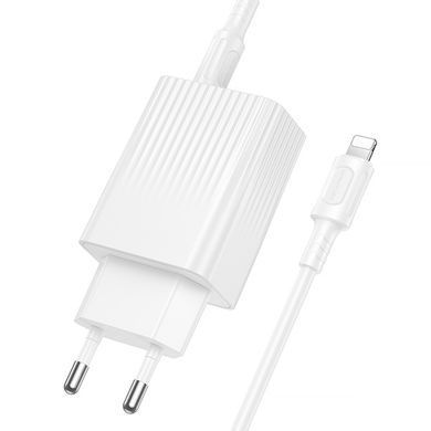 Уценка СЗУ Borofone BAS76A Source PD30W+QC3.0 (1USB-A/1C) + кабель Type-C to Lightning Поврежденная упаковка / White