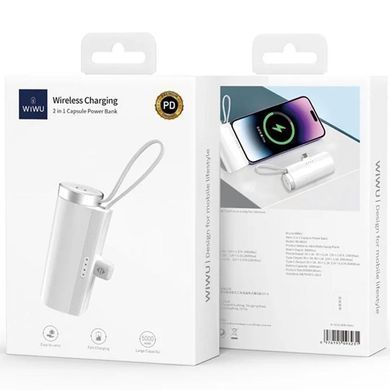 Уцінка Портативний ЗП Power Bank WIWU W026 2 in 1 Type-C з БЗП For Apple Watch 15W 5000 mAh Естетичний дефект / White
