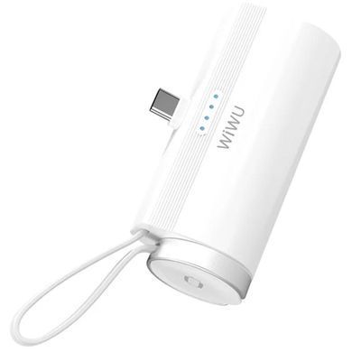 Уцінка Портативний ЗП Power Bank WIWU W026 2 in 1 Type-C з БЗП For Apple Watch 15W 5000 mAh Естетичний дефект / White