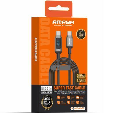 Дата кабель Amaya 326CC Type-C to Type-C 60W (1.2m) Black