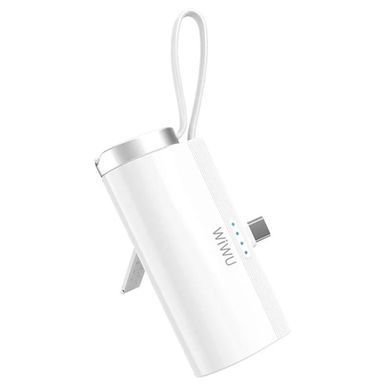 Уцінка Портативний ЗП Power Bank WIWU W026 2 in 1 Type-C з БЗП For Apple Watch 15W 5000 mAh Естетичний дефект / White