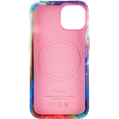 Кожаный чехол Colour Splash with MagSafe для Apple iPhone 13 (6.1") Pink / Blue