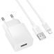 МЗП Borofone BAS71A Source 10.5W (1USB-A) + кабель USB to Lightning White фото 2