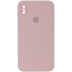 Чохол Silicone Case Square Full Camera Protective (AA) для Apple iPhone XS / X (5.8") Рожевий / Pink Sand