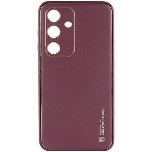Кожаный чехол Xshield для Samsung Galaxy S24 Бордовый / Plum Red