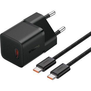 СЗУ Baseus GaN5 Fast Charger (mini) PD25W (1USB-C) + кабель Type-C to Type-C (P10110909113) Cluster Black