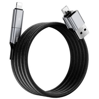 Дата кабель WIWU C085 Raptor Pro 4in1 Type-C to USB/Type-C to Lightning 240W (1.2m) Black