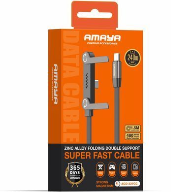 Дата кабель Amaya 327CC side plug and stand Type-C to Type-C 240W (1.5m) Black
