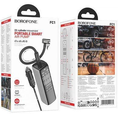 Уцінка Автомобільний насос Borofone FC1 Air Pump М'ята упаковка / Black Gray