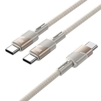 Дата кабель Hoco U139 2in1 Type-C to Type-C/Type-C 100W (1.2m) Gold