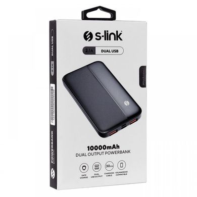 Портативний зарядний пристрій Power Bank S-link IP-G10N 10000 mAh 2.1A 2USB Чорний