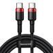 Дата кабель Baseus Cafule Type-C to Type-C PD2.0 100W (2m) (CATKLF-AL) Red / Black фото 1
