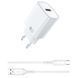 СЗУ WIWU G006 Essen QC3.0 18W GaN (1USB-A) + кабель USB to Type-C White фото 1