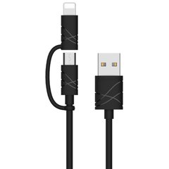 Дата кабель Usams US-SJ077 2in1 U-Gee USB to Micro USB + Lightning (1m) Чорний