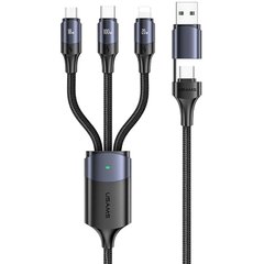 Уцінка Дата кабель Usams US-SJ511 U71 All in One Aluminum Alloy USB + Type-C to 3in1 100W (1.2m) Пошкоджена упаковка / Black