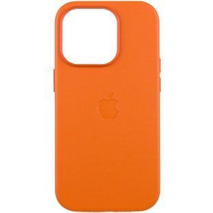 Кожаный чехол Leather Case (AAA) with MagSafe and Animation для Apple iPhone 14 Pro (6.1") Orange