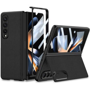 Кожаный чехол GKK 360 + Glass с подставкой для Samsung Galaxy Z Fold4 Black