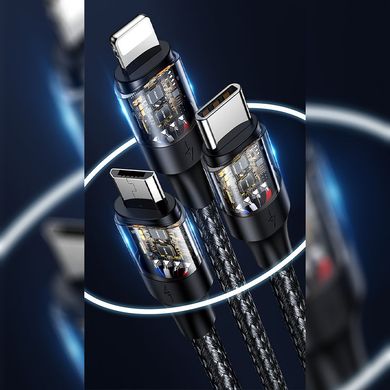 Уценка Дата кабель Usams US-SJ511 U71 All in One Aluminum Alloy USB + Type-C to 3in1 100W (1.2m) Поврежденная упаковка / Black