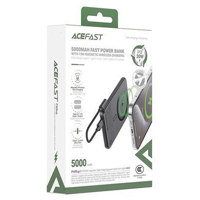 Портативний ЗП Power Bank Acefast M30 PD20W з БЗП with cable 5000 mAh Black