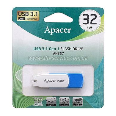 Флеш накопичувач Apacer USB 3.2 AH357 32GB Blue / White