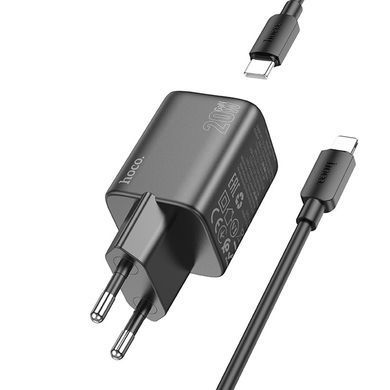 СЗУ Hoco N41 Almighty PD20W+QC3.0 (1USB-A/1C) + кабель Type-C to Lightning Black