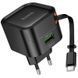 СЗУ Hoco C154A Changer PD20W+QC3.0 (1USB-A/1C) + Retractable Cable Type-C Black фото 1