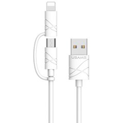 Дата кабель Usams US-SJ077 2in1 U-Gee USB to Micro USB + Lightning (1m) Білий