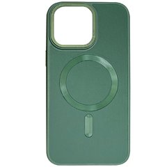 Шкіряний чохол Bonbon Leather Metal Style with MagSafe для Apple iPhone 15 Pro Max (6.7") Зелений / Pine green