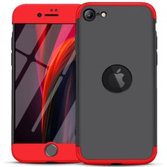 Пластикова накладка GKK LikGus 360 градусів (opp) з лого для Apple iPhone SE (2020) Чорний / Червоний