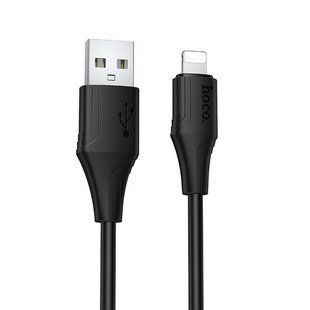 Уценка Дата кабель Hoco X124 Bien silicone USB to Lightning 2.4A (1m) Мятая упаковка / Black