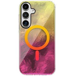 Чехол TPU Shiny Mountain Magnetic Fit для Samsung Galaxy S25 Yellow / Pink