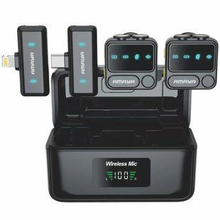 Петличний бездротовий мікрофон Amaya ANC100 dual-mic 2in1 (Lightning/Type-C) Black