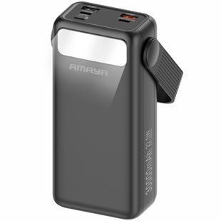 Уцінка Портативний ЗП Power Bank Amaya APB-30 22.5W flashlight with cable 30000 mAh М'ята упаковка / Black
